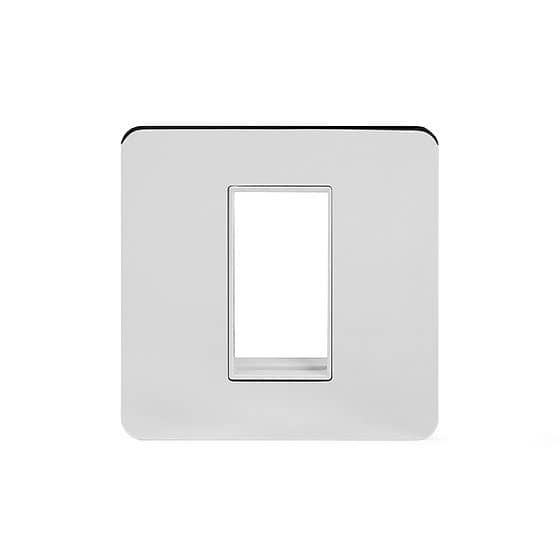 Soho Lighting Polished Chrome Flat Plate Single Data Plate 1 Module Wht Ins Screwless