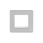 Soho Lighting Brushed Chrome Flat Plate Single Data Plate 2 Modules Wht Ins Screwless