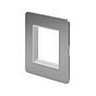 Soho Lighting Brushed Chrome White Insert Flat Plate 2 x25mm EM-Euro Module Faceplate