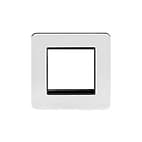 Soho Lighting Polished Chrome Flat Plate Single Data Plate 2 Modules Blk Ins Screwless