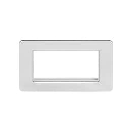 Soho Lighting Polished Chrome Flat Plate Double Data Plate 4 Modules Wht Ins Screwless
