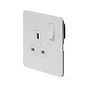 Soho Lighting White Metal Flat Plate 13A 1 Gang Switched Socket, Double Pole Wht Ins Screwless