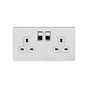 Soho Lighting Polished Chrome Flat Plate 13A 2 Gang Switched Socket