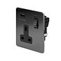 Soho Lighting Black Nickel Flat Plate 1 Gang 13A DP Socket with USB-A 2.1A