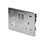 Soho Lighting Polished Chrome Flat Plate 2 Gang 13A DP Socket with 2 x USB-A 4.8A