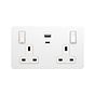 White Metal 2 Gang USB C Socket
