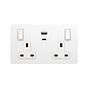 Soho Lighting White Metal Flat Plate 13A 2 Gang Super Fast Charge 45W USB A+C Socket