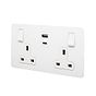 Soho Lighting White Metal Flat Plate 13A 2 Gang Super Fast Charge 45W USB A+C Socket