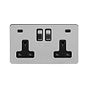Brushed Chrome 2 Gang USB C Socket
