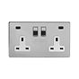 Brushed Chrome 2 Gang USB C Socket
