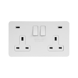 White Metal 2 Gang USB C Socket

