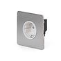Soho Lighting Brushed Chrome Flat Plate 16A 1 Gang Euro Schuko Socket Wht Ins Screwless