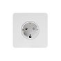 Soho Lighting White Metal Flat Plate 16A 1 Gang Euro Schuko Socket Wht Ins Screwless