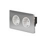 Soho Lighting Brushed Chrome Flat Plate 16A 2 Gang Euro Schuko Socket Wht Ins Screwless