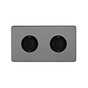 Soho Lighting Black Nickel Flat Plate 16A 2 Gang Euro Schuko Socket Blk Ins Screwless