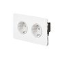 Soho Lighting White Metal Flat Plate 16A 2 Gang Euro Schuko Socket Wht Ins Screwless