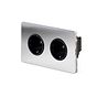 Soho Lighting Polished Chrome Flat Plate 16A 2 Gang Euro Schuko Socket Blk Ins Screwless