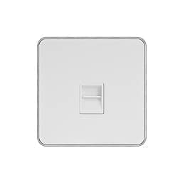 Soho Lighting White Metal Plate with Chrome Edge 1 Gang Telephone Secondary (Slave) Socket,BT Wht Ins Screwless