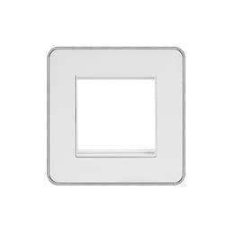 Soho Lighting White Metal Plate with Chrome Edge Single Data Plate 2 Module Screwless