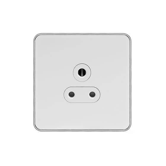 Soho Lighting White Metal Plate with Chrome Edge 5 Amp Unswitched Socket Wht Ins Screwless