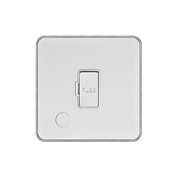 Soho Lighting White & Polished Chrome With Chrome Edge 13A Unswitched Flex Outlet White Inserts Screwless