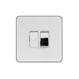 Soho Lighting White & Polished Chrome With Chrome Edge 13A Switched Fused Connection Unit (FCU) White Inserts Screwless