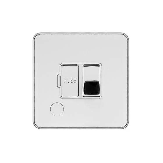 Soho Lighting White & Polished Chrome With Chrome Edge 13A Switched Fuse Flex Outlet White Inserts Screwless