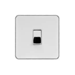Soho Lighting White & Polished Chrome With Chrome Edge 20A 1 Gang DP Switch White Inserts Screwless