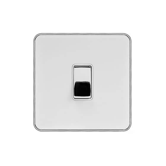 Soho Lighting White & Polished Chrome With Chrome Edge 20A 1 Gang DP Switch White Inserts Screwless