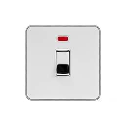Soho Lighting White Metal with Polished Chrome 20A 1 Gang Double Pole Switch With Neon Screwless 