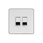 Soho Lighting White & Polished Chrome With Chrome Edge 10A 2 Gang Intermediate Switch White Inserts Screwless