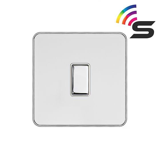 Soho Lighting White Metal & Polished Chrome 1 Gang 150W Zigbee Smart Rocker Switch