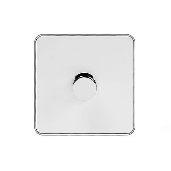 Soho Lighting White & Polished Chrome With Chrome Edge 1 Gang 2-Way Intelligent Dimmer 150W LED (300w Halogen/Incandescent)