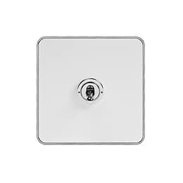 Soho Lighting White & Polished Chrome With Chrome Edge 20A 1 Gang 2 Way Toggle Switch Screwless