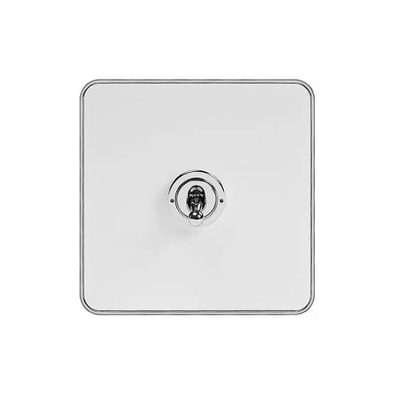 Soho Lighting White & Polished Chrome With Chrome Edge 20A 1 Gang 2 Way Toggle Switch Screwless