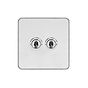 Soho Lighting White & Polished Chrome With Chrome Edge 20A 2 Gang 2 Way Toggle Switch Screwless