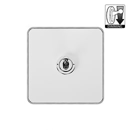 White Metal and Chrome 1 Gang Dimming Toggle Switch
