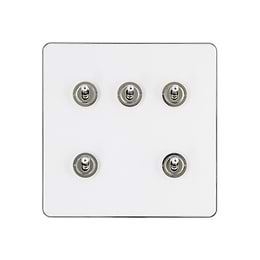 Soho Lighting Lighting White Metal & Polished Chrome With Chrome Edge 5 Gang Dimming Toggle Switch