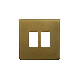 Soho Lighting Old Brass 2 Gang RM Rectangular Module Grid Switch Plate