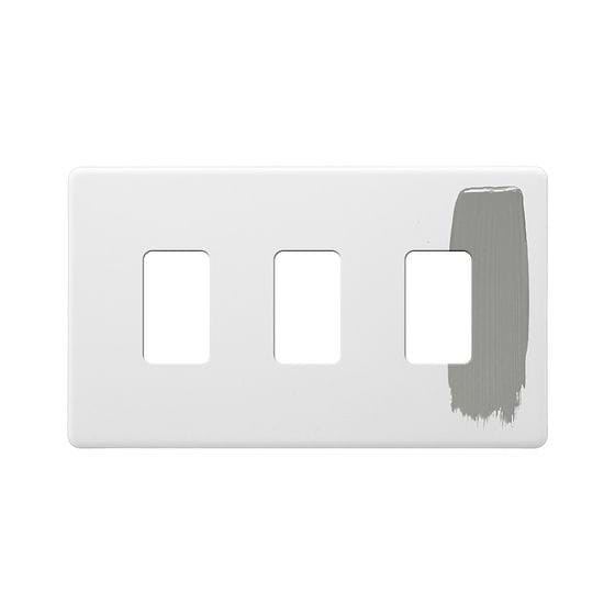 Soho Lighting Primed Paintable 3 Gang RM Rectangular Module Grid Plate