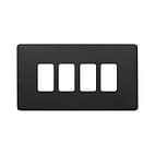 Soho Lighting Matt Black 4 Gang RM Rectangular Module Grid Switch Plate