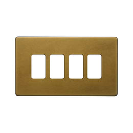 Soho Lighting Old Brass 4 Gang RM Rectangular Module Grid Switch Plate