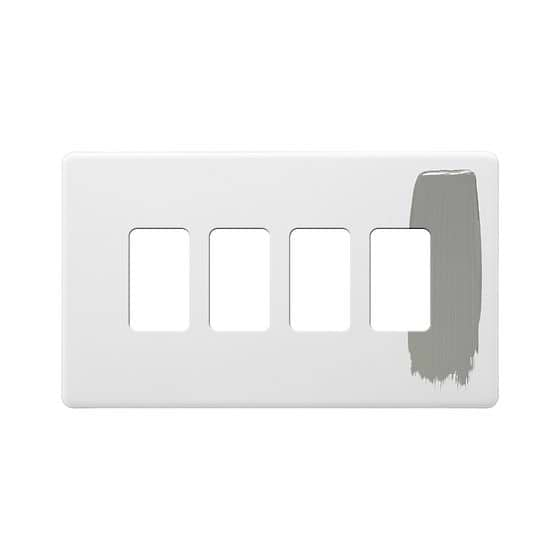 Soho Lighting Primed Paintable 4 Gang RM Rectangular Module Grid Plate