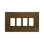Soho Lighting Vintage Brass 4 Gang RM Rectangular Module Grid Switch Plate
