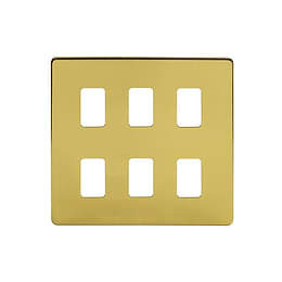 Soho-Lighting-Brushed-Brass-6-Gang-Grid-Plate