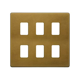 Soho Lighting Old Brass 6 Gang RM Rectangular Module Grid Switch Plate