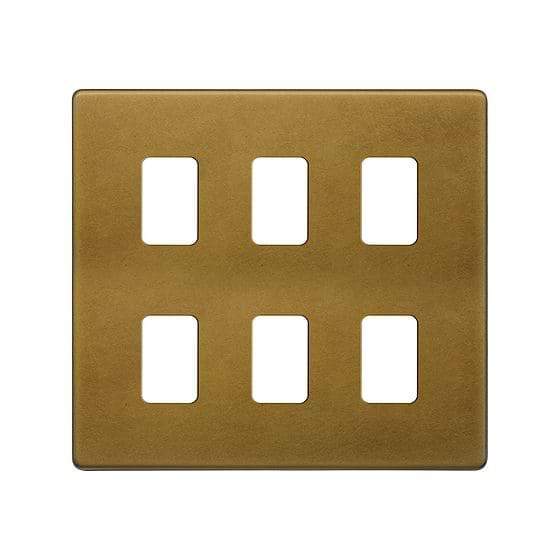 Soho Lighting Old Brass 6 Gang RM Rectangular Module Grid Switch Plate