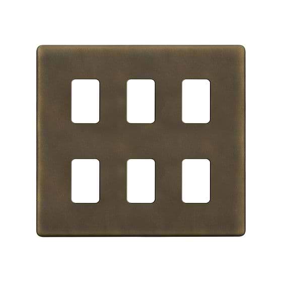 Vintage Brass 6 Gang Grid Plate
