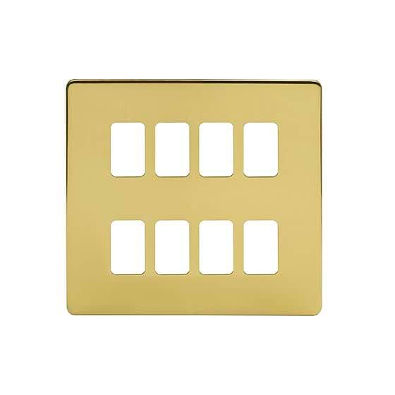 Soho Lighting Brushed Brass 8 Gang RM Rectangular Module Grid Switch Plate