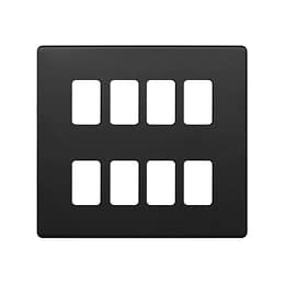 Soho Lighting Matt Black 8 Gang RM Rectangular Module Grid Switch Plate